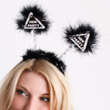 Warning Black and Silver Hen Party Fluffy Boppers