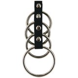 Bondage Boutique Four Ring Leather and Metal Cock Ring