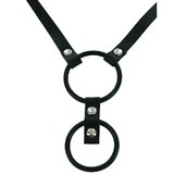 Bondage Boutique Dual Rubber Cock Ring with Leather Strap