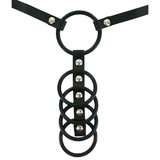 Bondage Boutique Five Ring Rubber and Leather Arab Strap Cock Ring