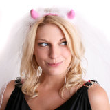 Fluffy Devil Horns with Veil