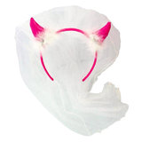 Fluffy Pink Devil Horns with Veil