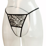 Mandy Mystery Basic Crotchless Lace Thong with Chain