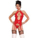 Exposed Liquid Onyx Double Keyhole Merry Widow and G-String Set