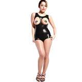 Rubber Girl Latex Wear Play Suit with Open Cups