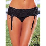 Hustler Classic Lace Crotchless Garter Thong