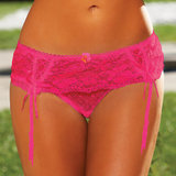Hustler Classic Lace Crotchless Garter Thong