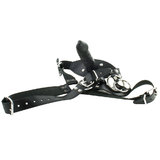 Zado Male Leather Triple Cock Harness with Anal Dildo