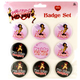 Angelic and Naughty Hen Party Badges (9 Pack)