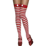 Fever Striped Sexy Christmas Stockings with Pom Poms