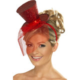 Fever Glittery Burlesque Mini Top Hat with Netting