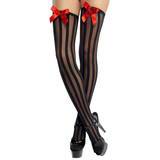 Fever Striped Thigh High Stockings with Satin Bows