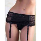 iCollection Plus Size Lace Garter Belt with Ribbon and Pearl Detailing