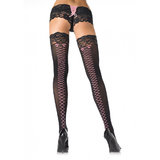 Leg Avenue Plus Size Hold Up Stockings with Lace-Up Back Seams