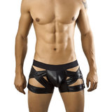 Candyman Wet Look Boxer Shorts with Strap Detail
