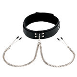 Spartacus Tweezer Nipple Clamps with Leather Collar