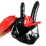 Rubber Girl Latex Solid Double Dildo Strap On Briefs