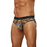 Male Power Leopard Print Briefs with Pouch