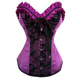 Sweet Streak Satin Corset with Ruffles and Lace Overlay