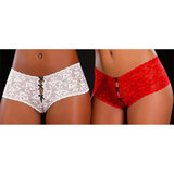Sensualle Intensa Crotchless Boyshort Knickers with Diamante Bows