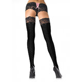 Leg Avenue Hold Up Stockings with Lace-Up Back Seams