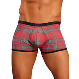 Male Power Tartan Stretch Mesh Mini Shorts
