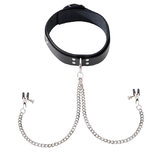 Spartacus Leather Collar & Screw Nipple Clamps