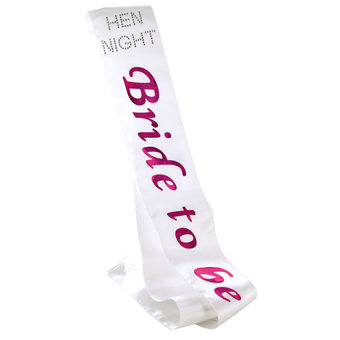 Diamante Bride To Be White Satin Sash