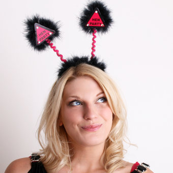 Warning Black and Pink Hen Party Fluffy Boppers (new window)