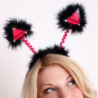 Bridesmaid Warning Black and Pink Hen Party Fluffy Boppers (new window)