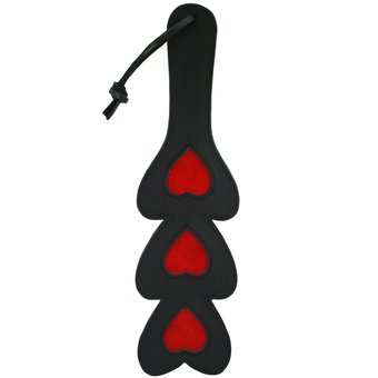 Bondage Boutique Luxury Leather and Suede Three Heart Spanking Paddle