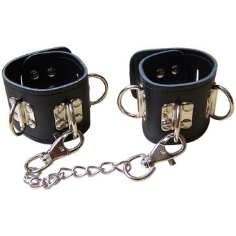 Bondage Boutique Luxury Leather D-Ring Wrist Cuff Restraints