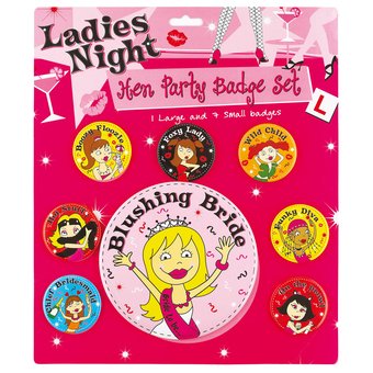 Ladies Night Hen Night Badge Set (8 Pack)