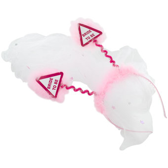 Warning Bride to Be Pink Fluffy Boppers with Veil