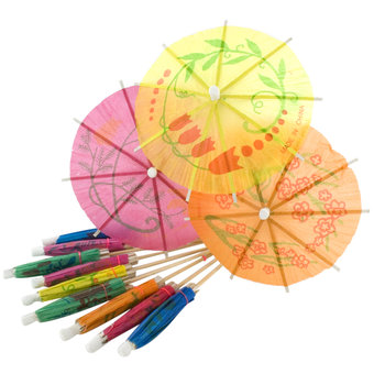 Cocktail Party Multicolour Paper Parasol (12 Pack)