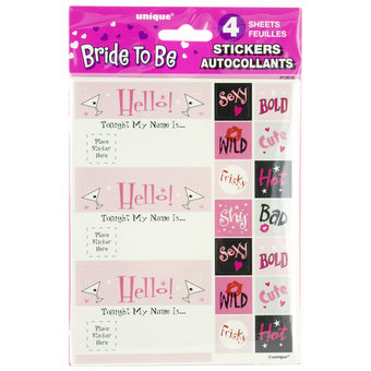 Bride to Be Name Tag Sticker Sheets