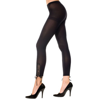 Music Legs Opaque Footless Tights with Lace-Up Sides