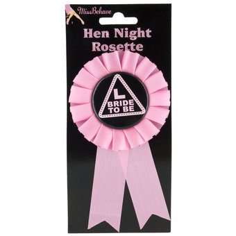 MissBehave Hen L Plate Bride to Be Rosette Badge (new window)
