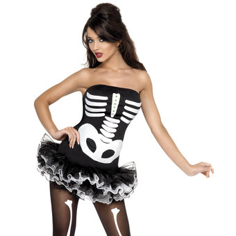 Fever Skeleton Strapless Tutu Dress, with free Death By Orgasm Mummy Bullet Vibe - only at Lovehoney!