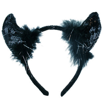 Sequin Devil Horns with Maribou Feathers