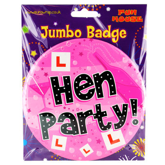 Jumbo Hen Party Badge with Hen L Plates