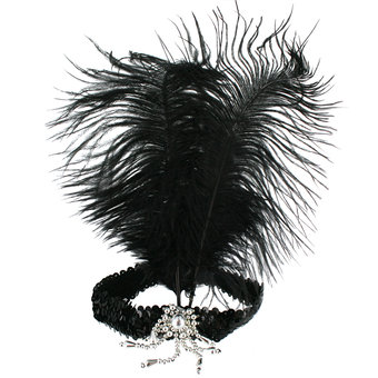 Ostrich Feather Burlesque Flapper Head Band