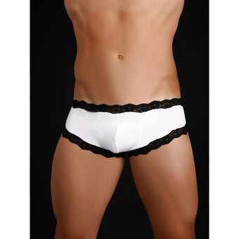 MaleBasics Cheeky Nylon Briefs with Lace Trim