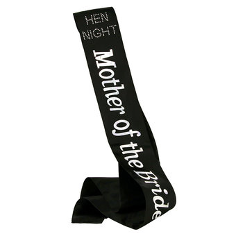 Diamante Mother of The Bride Black Satin Sash