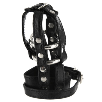 Leather Locking Male Chastity Cage Device