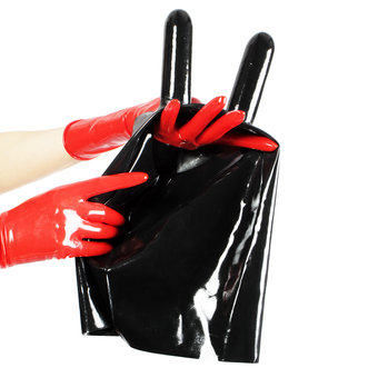 Rubber Girl Latex Double Dildo Strap On Briefs
