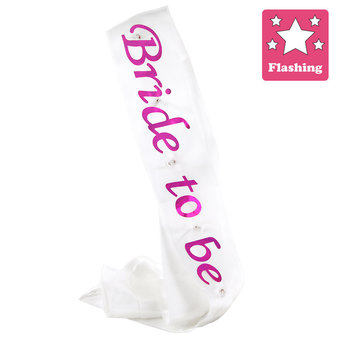Flashing Bride To Be White Satin Sash