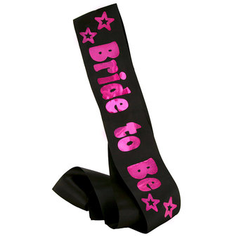 Disco Bride to Be Black and Pink Satin Sash