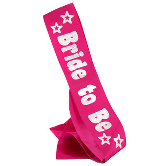 Disco Bride to Be Silver and Pink Satin Sash
