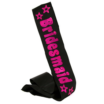 Disco Bridesmaid Black and Pink Satin Sash
